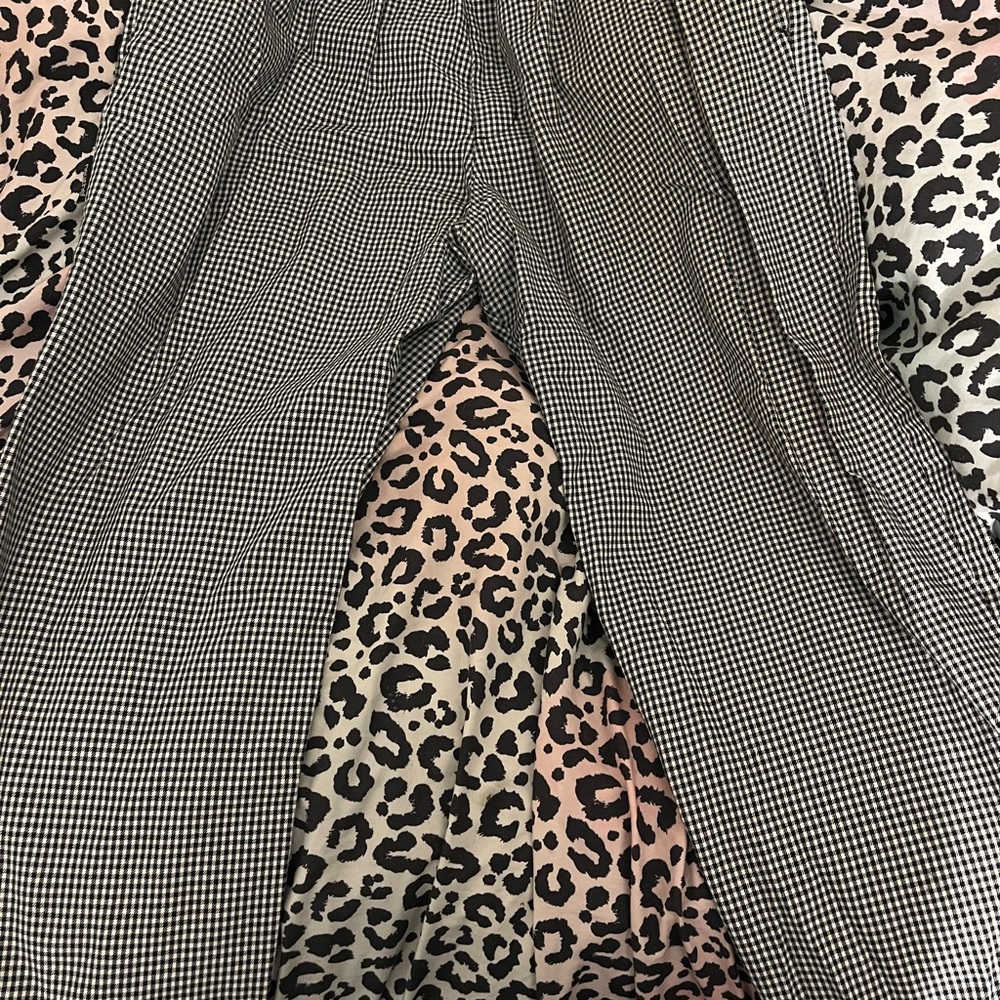 Elegant Black and White Houndstooth Women's Straight Leg Pants